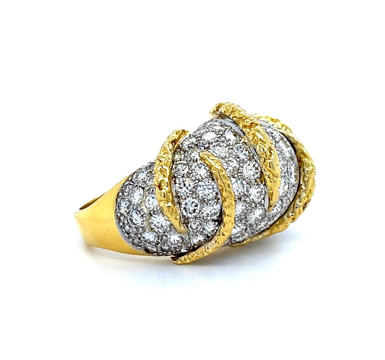 4.50ct (102 Diamonds) 18KY Vintage Band (c 1960s) 8.50 Size 17.89g