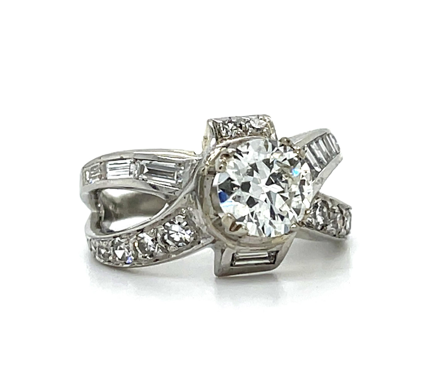 1.10ct Old European Cut Diamond Platinum 900 Ring (Vintage 1940s) .80ct SD 8g 6