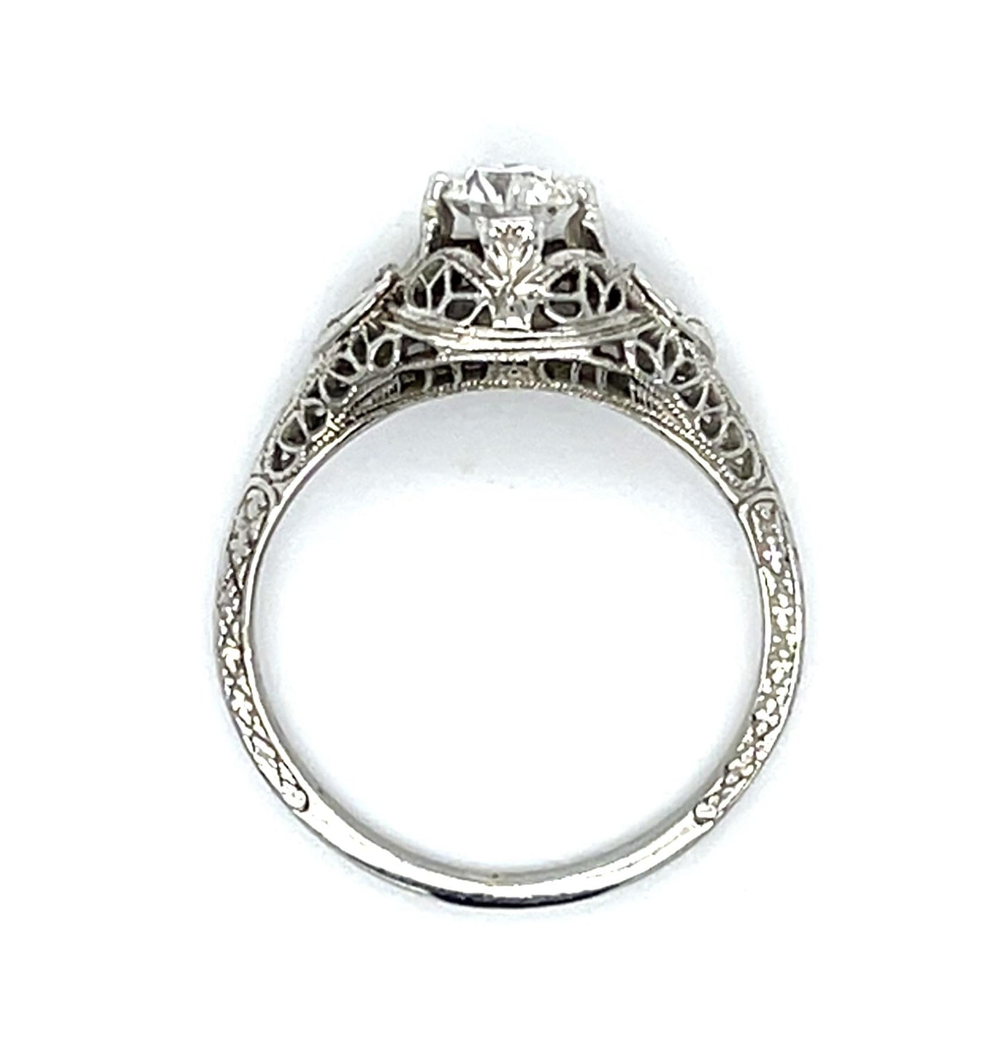 Original Art Deco .38ct Exact Old European Diamond 14KW Ring (Vintage 1930s)