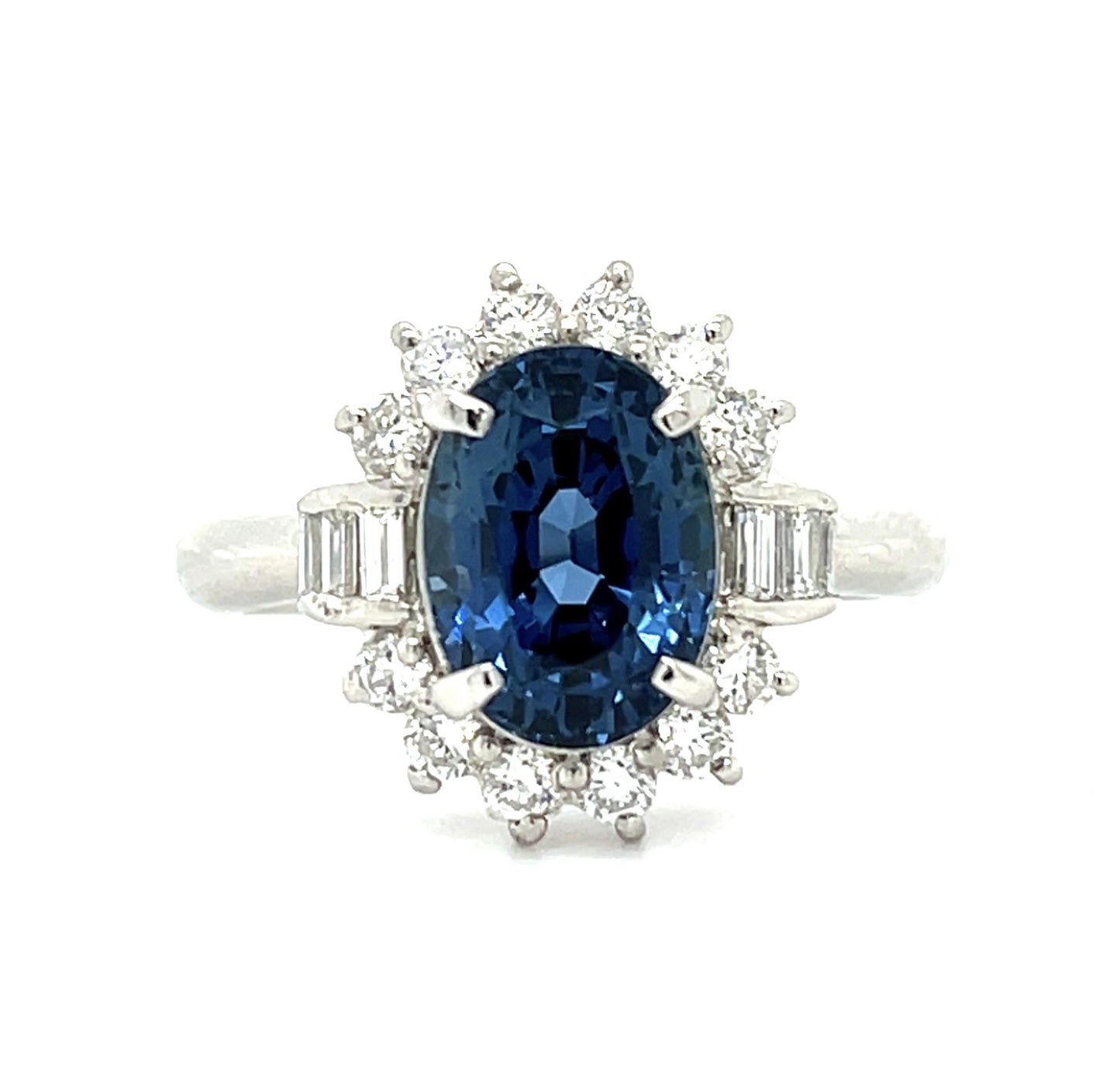 4.09ct No Heat Thai Sapphire PT 900 Ring (Estate) .69ct Diamonds GIA 6234383046