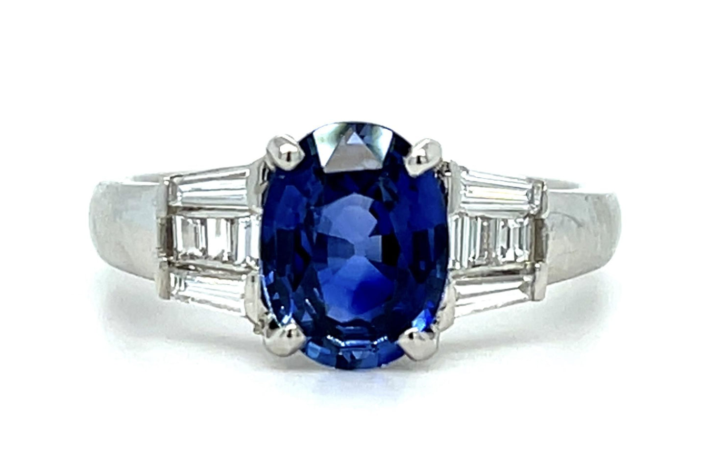 2.11ct Heated Ceylon Sapphire .41ct Diamond Platinum Ring 6.60g 7 Size