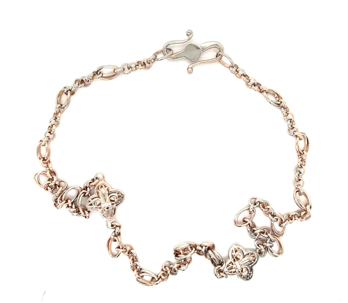 .18ct Diamond 14KY Rose+White Gold Handmade Chain Necklace 30.18g 21"
