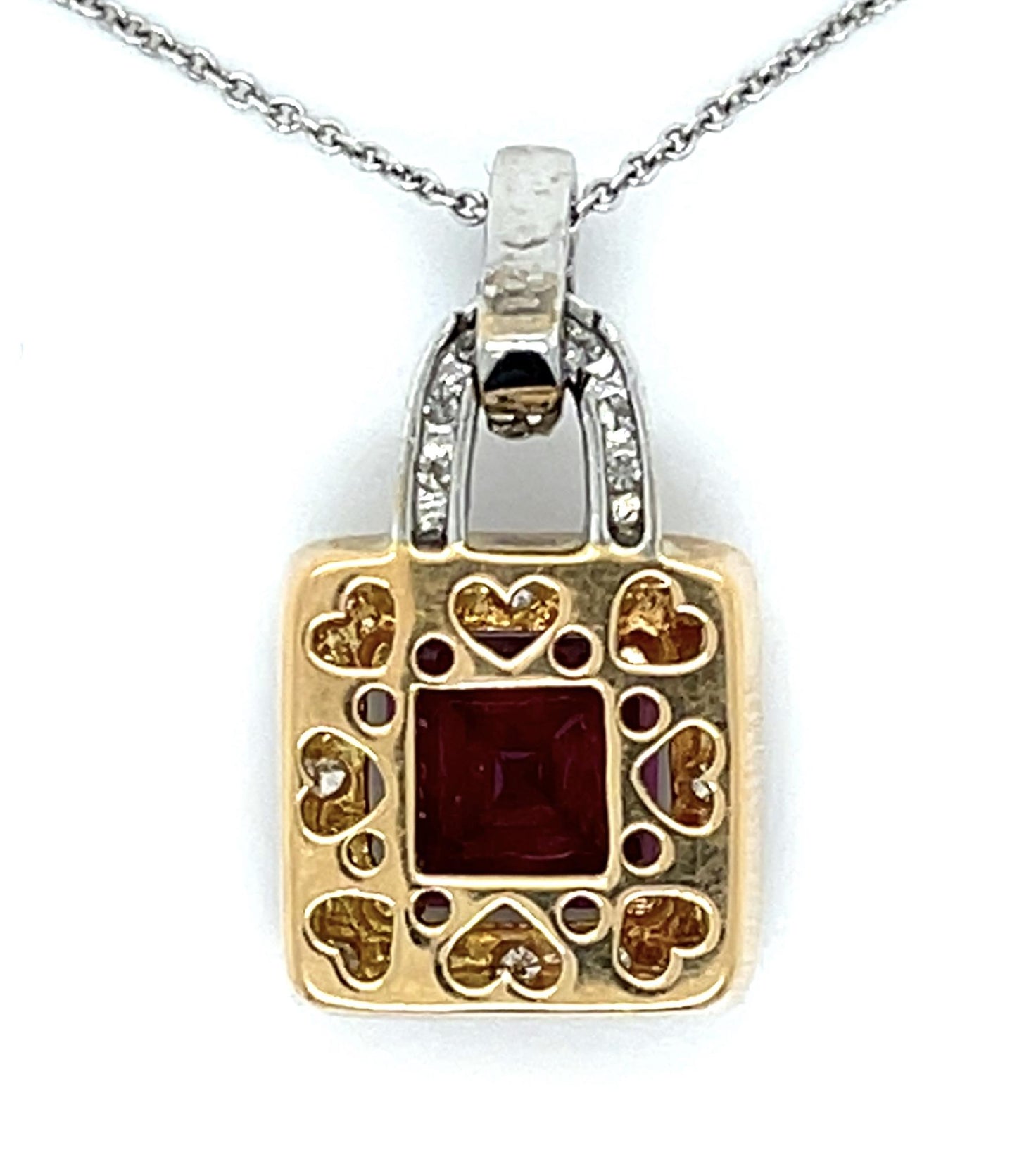 18K2T Tourmaline & Diamond Pendant 1.75ct(tm) 0.27ct twt(dia) ESTATE 18K Chain