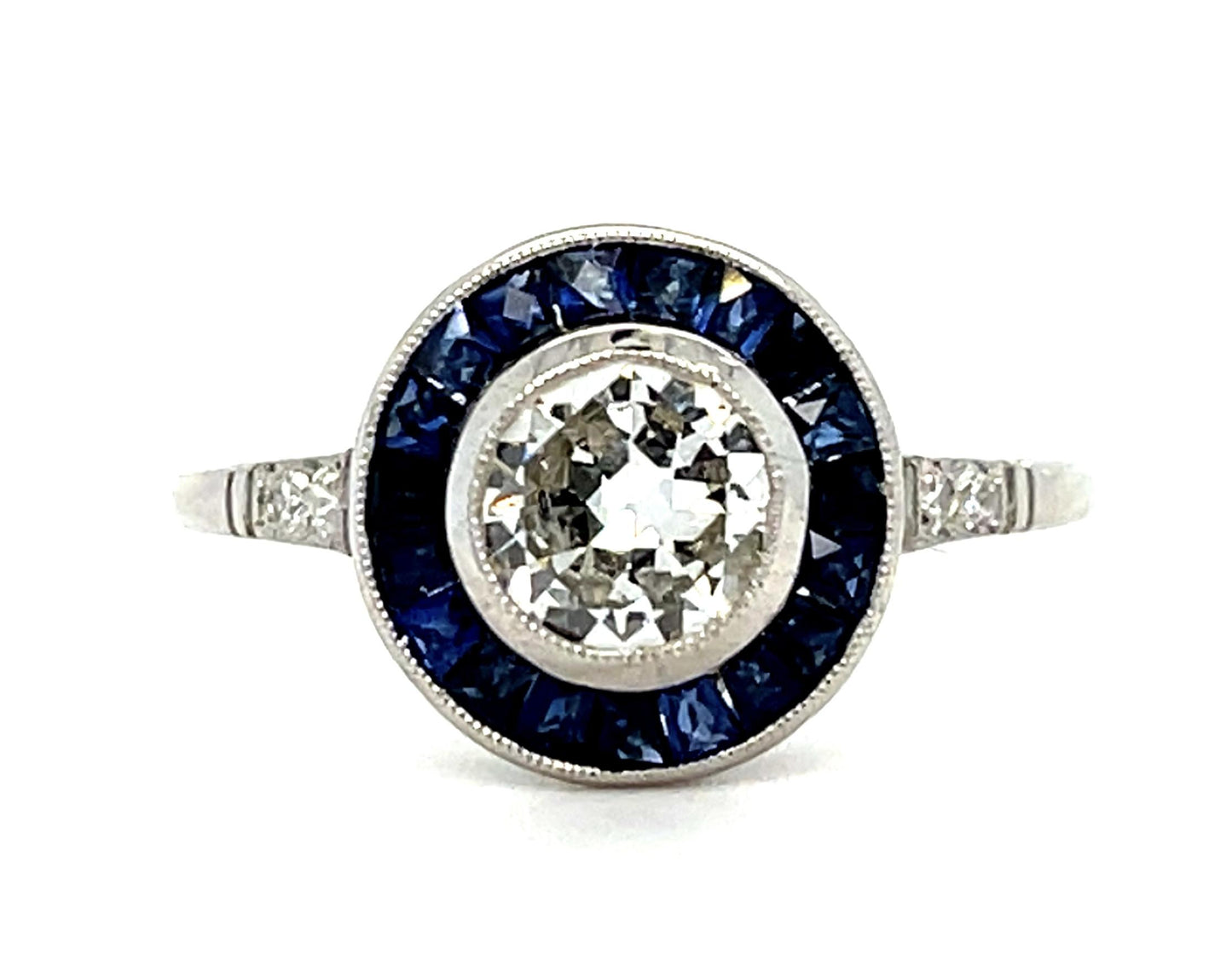 .94ct H VS2 Diamond Sapphire Platinum Ring 3.50g 8 Size GIA 2506415981