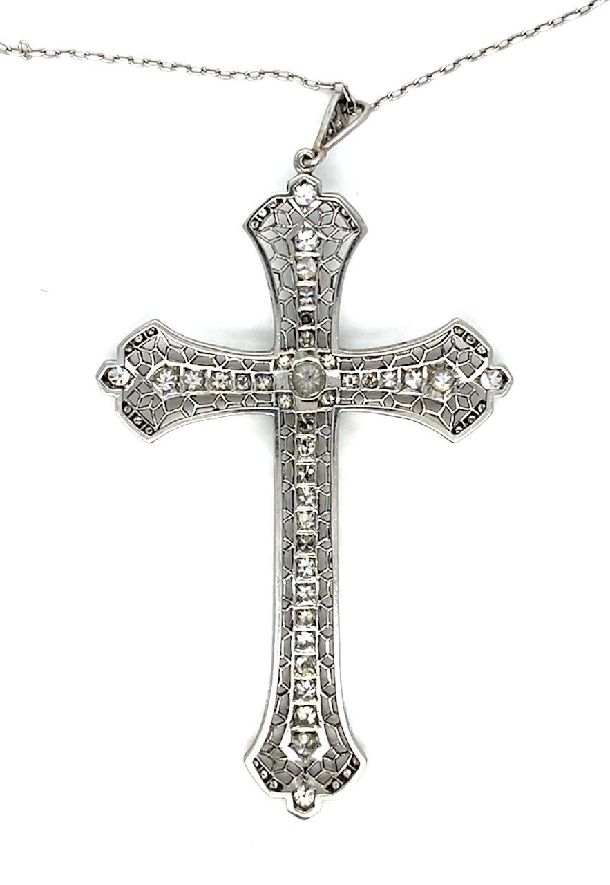 Original Art Deco .20ct Euro Dia 1.60ct SD Cross/Pendant (Antique 1920s) 8.80g