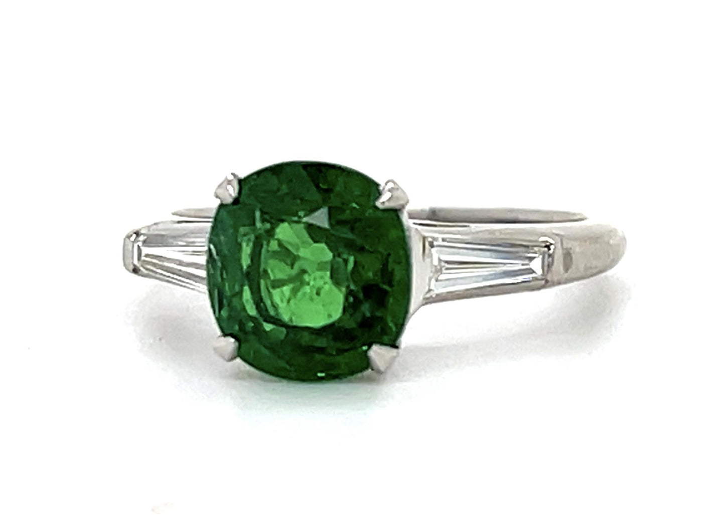 2.40ct Tsavorite .30ct Diamond Platinum Ring (Estate 1960s) 4.49g 5 Size