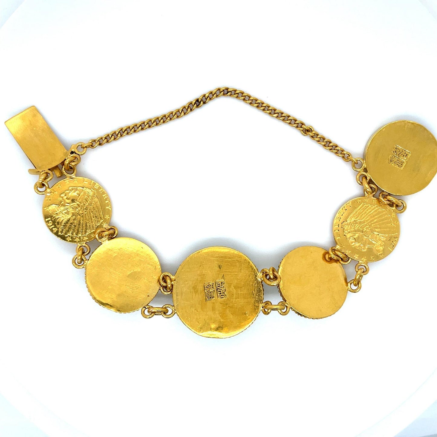 Original Jade & Opal 22KY Vintage Bracelet (c 1940s) 6.50" 45.70g 1-.75in"