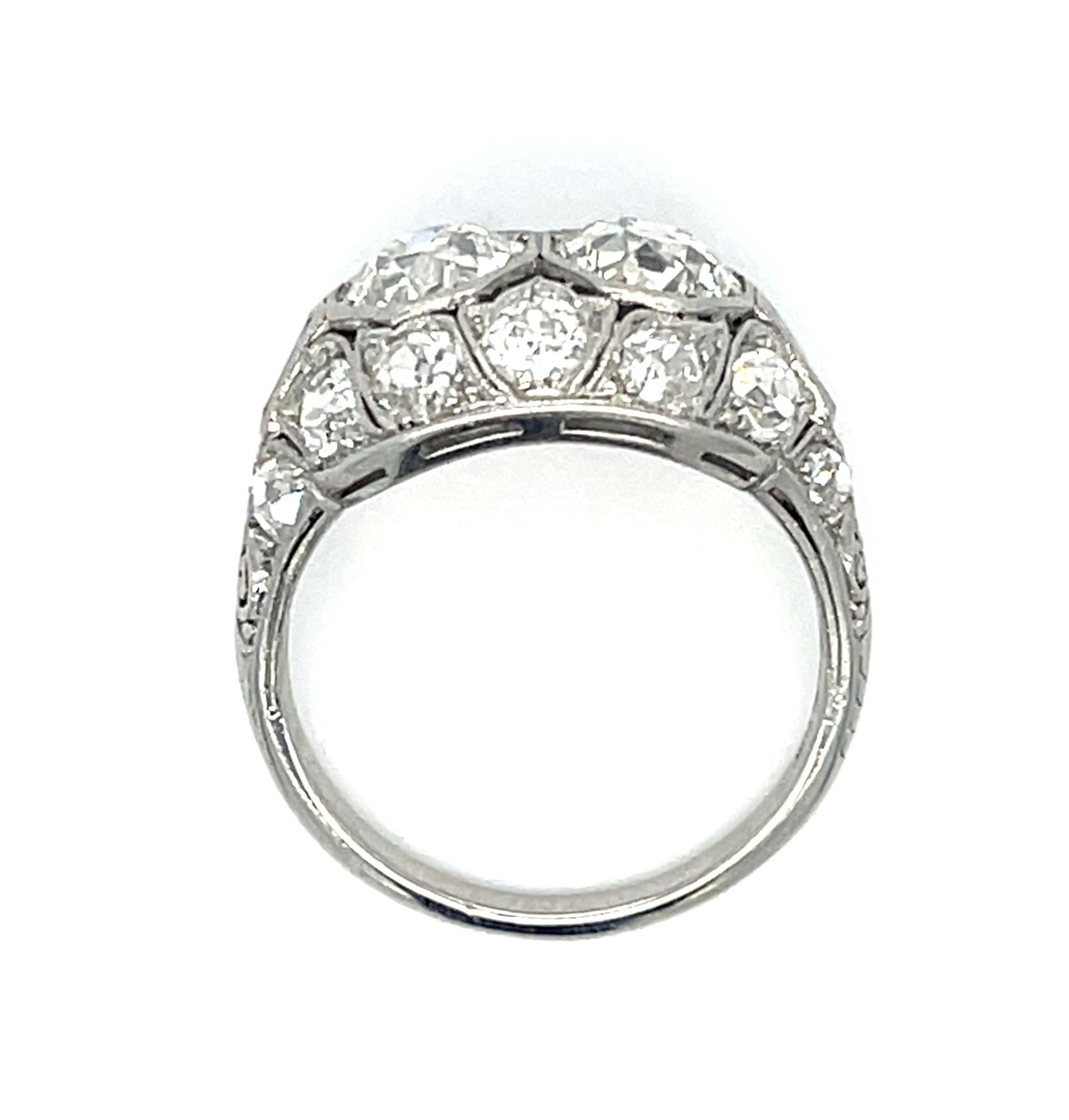 Art Deco 2.15ct (2 Euro Dia I-J VS-SI) Platinum Two Stone Ring (1920s) 1.55ct SD