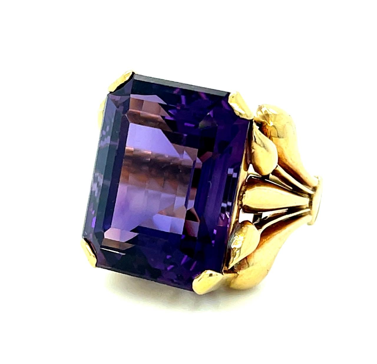 Retro 25ct Amethyst 18KY Ring (Vintage 1940s) 14.09g 6.50 Size