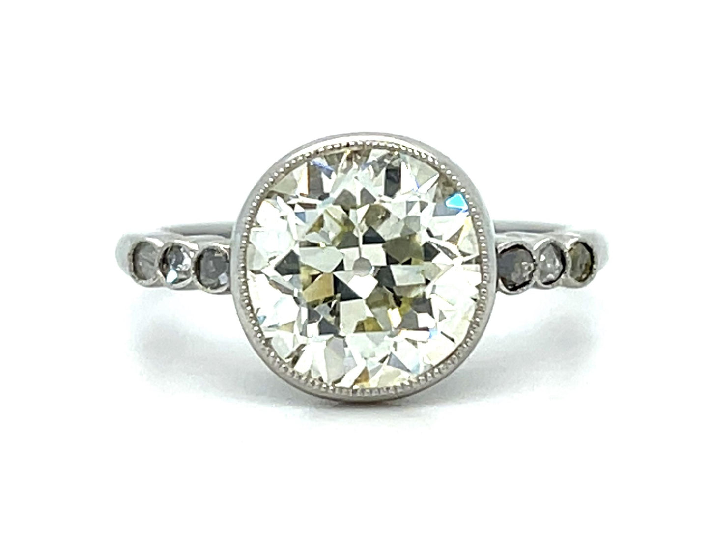 3.04ct Old European Diamond Platinum Handmade Ring 5.18g 5.50 Size