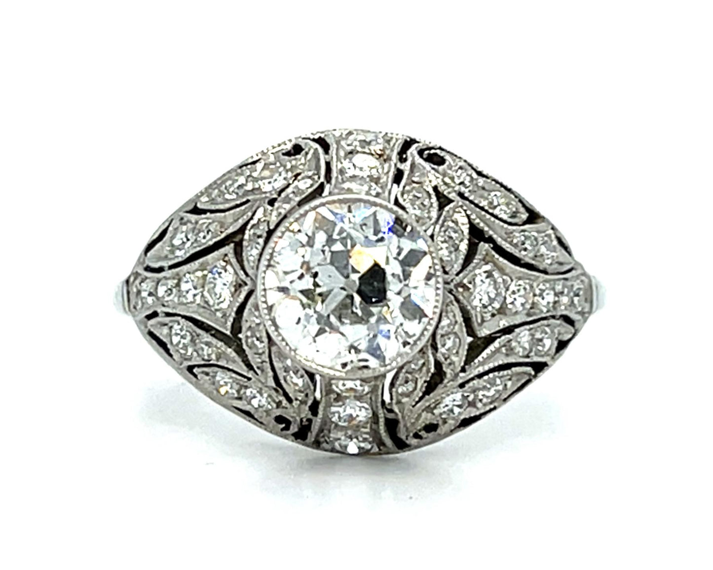 1.09ct Old European Diamond Platinum Handmade Ring .80ct SD 5g 6.25 Size