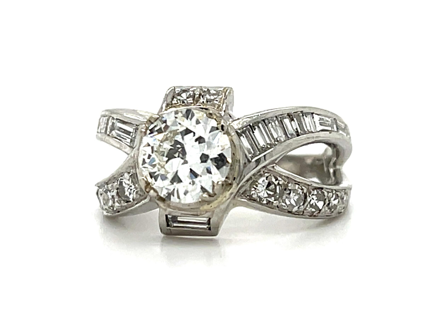 1.10ct Old European Cut Diamond Platinum 900 Ring (Vintage 1940s) .80ct SD 8g 6