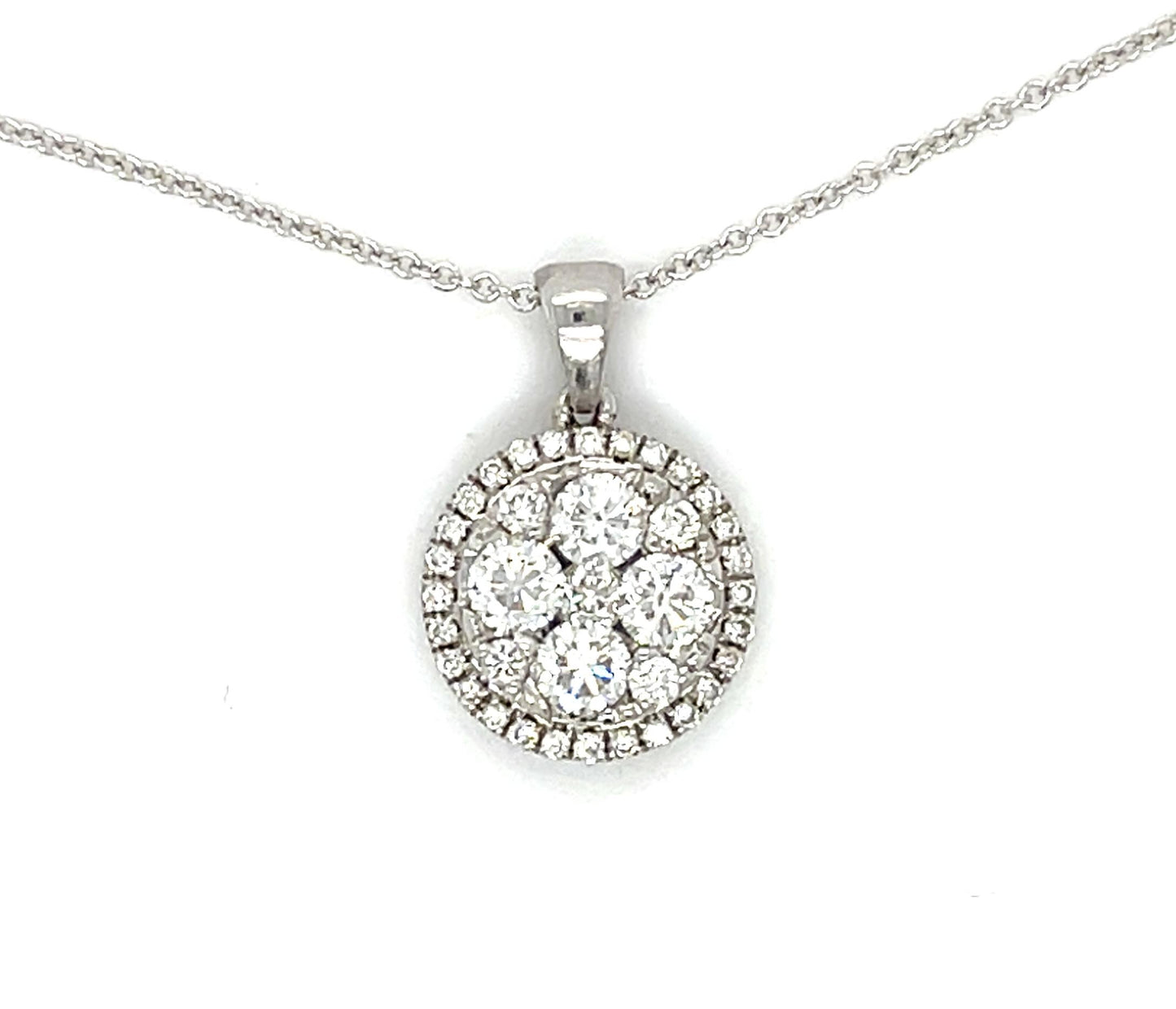 .60ct (4 Center Diamonds) 18KW Pendant .40ct SD Italian 14KW Chain 16" Length