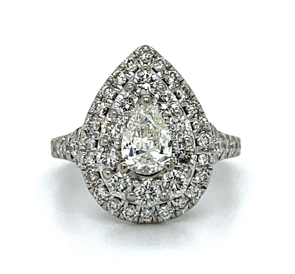.40ct Pear Cut Diamond 1.20ct SD 14KW Estate Ring 4.45g 4 Size