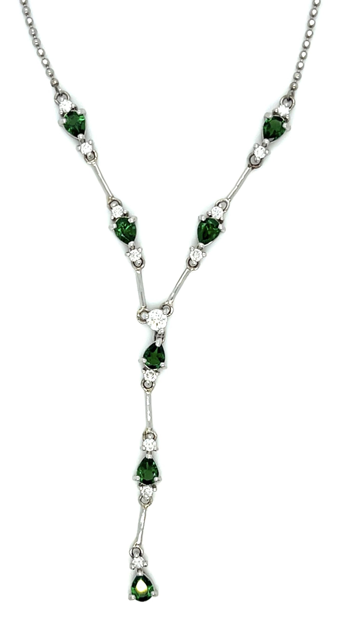 1.11ct Tsavorite .37ct Diamond Platinum Necklace 7g 18"