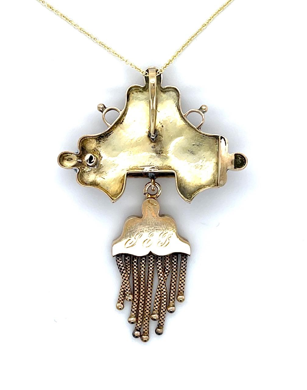 Original Victorian 14KY Pendant (Antique 1870s) 5.45g 16"