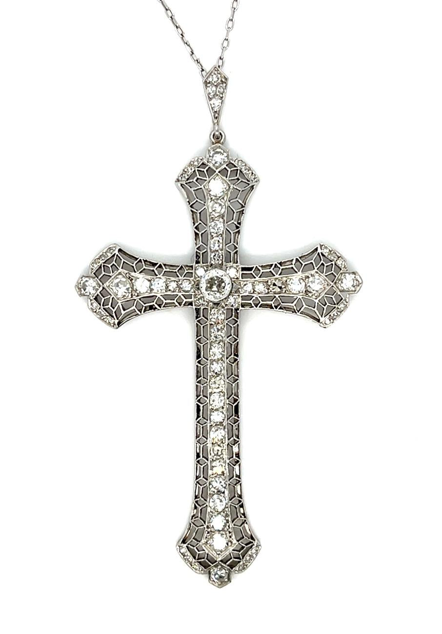 Original Art Deco .20ct Euro Dia 1.60ct SD Cross/Pendant (Antique 1920s) 8.80g