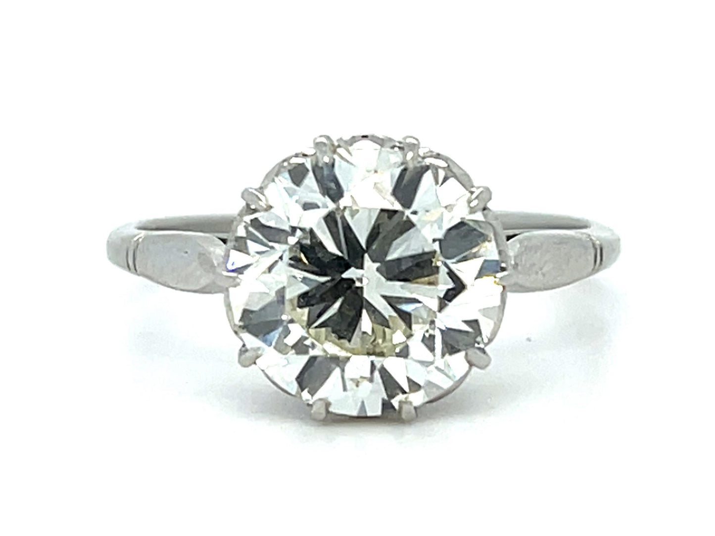 3.20ct Round Diamond Platinum Ring 4.78g 7.25 Size