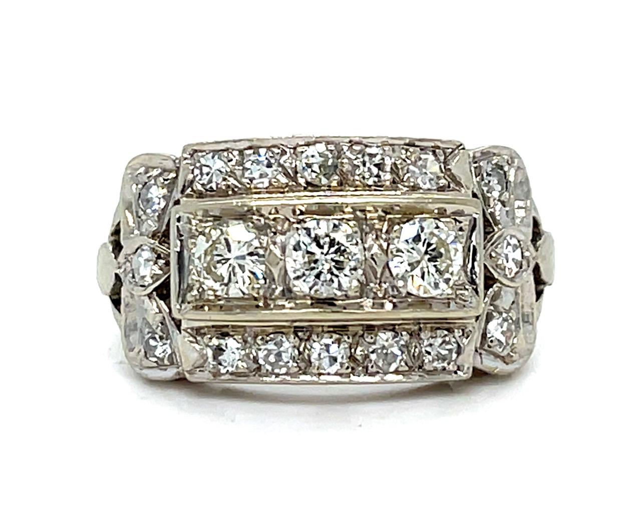 .94ct Diamond 14KW Ring (Vintage 1950s) 4.40g 5 Size