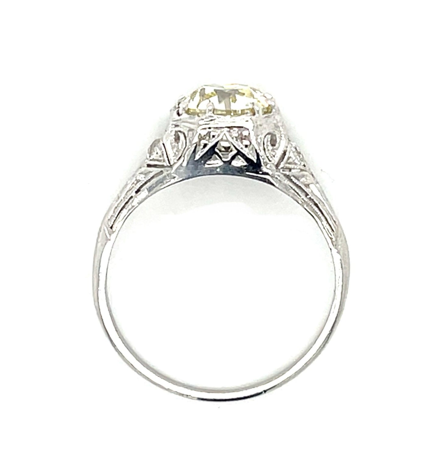 Art Deco 1.72ct Old Euro Diamond Platinum Ring (Antique 1920s) .16ct SD 3.42g