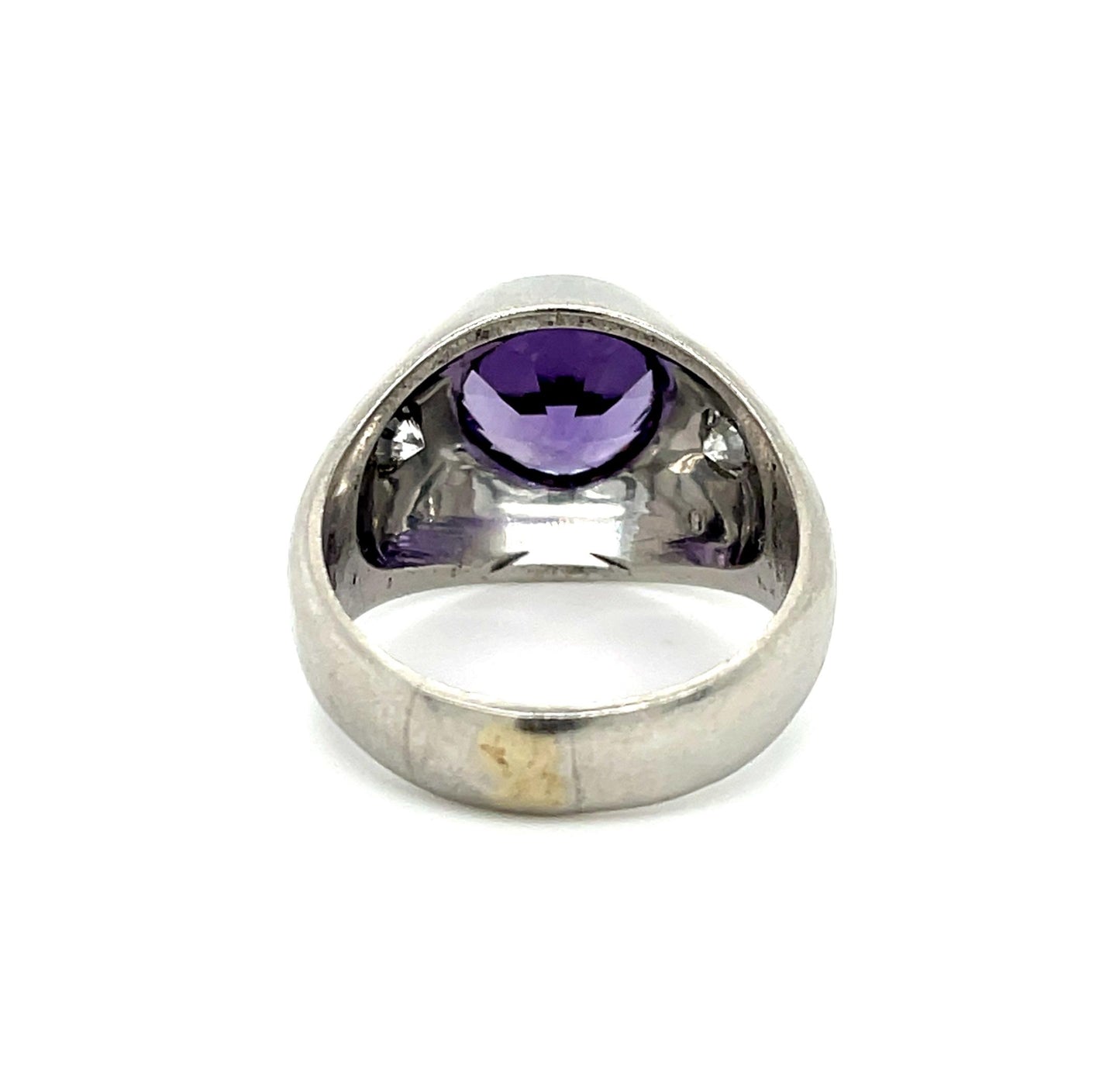 Amethyst .50ct Dia 14KW Men's Vintage Ring 7 Size 9.27g