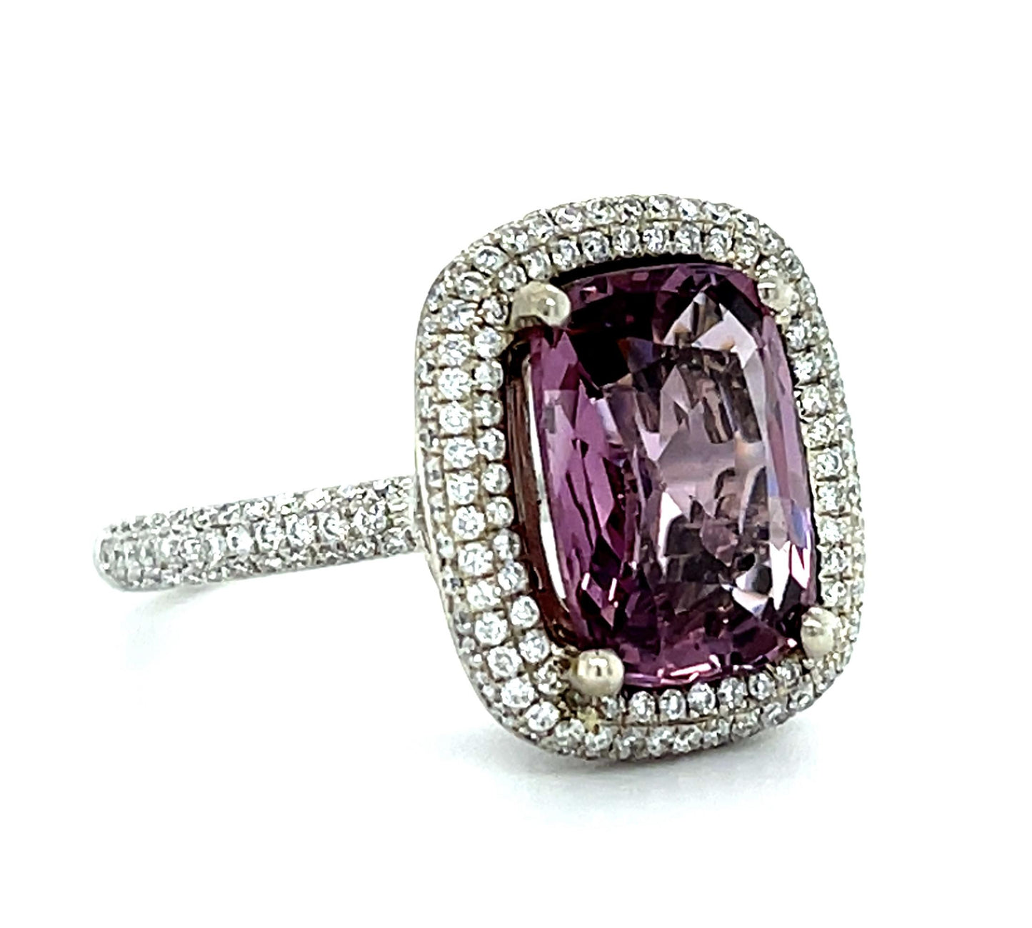 4.13ct Pink Spinel .78ct Diamond 18KW Estate Ring 6.12g 6 Size
