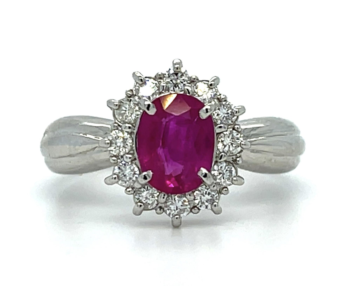 1.17ct Burma Ruby .32ct Diamond Platinum Ring 5.70g 6 Size