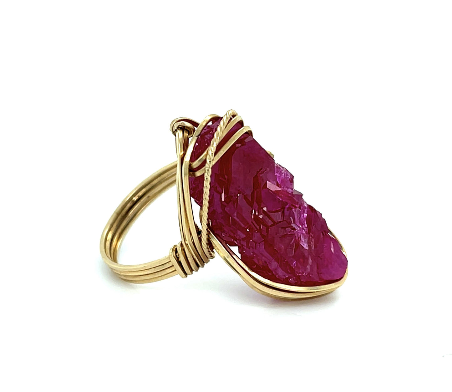 35ct Crystal Ruby 14KY Handmade Vintage Ring (c 1960s) 1.25" 9g