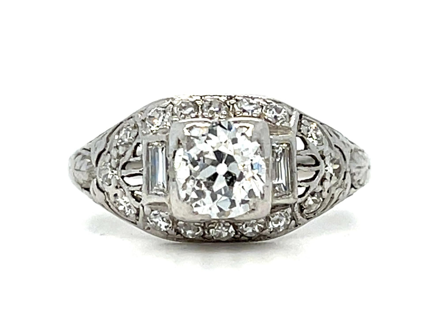 PL Diamond Art Deco Ring 3.6gr 0.70ct(dia) Old Miner Circa 1920s ESTATE Size 6