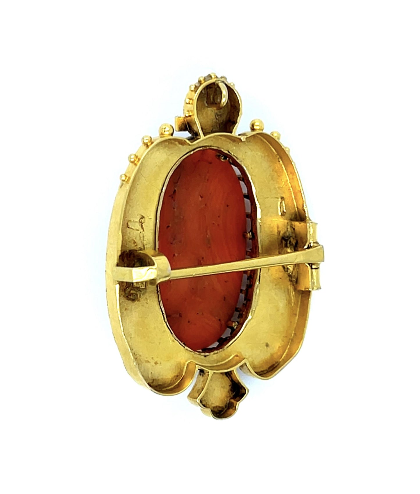 Victorian 20ct Carvel Coral 14KY Brooch/Pendant (Antique 1860s)