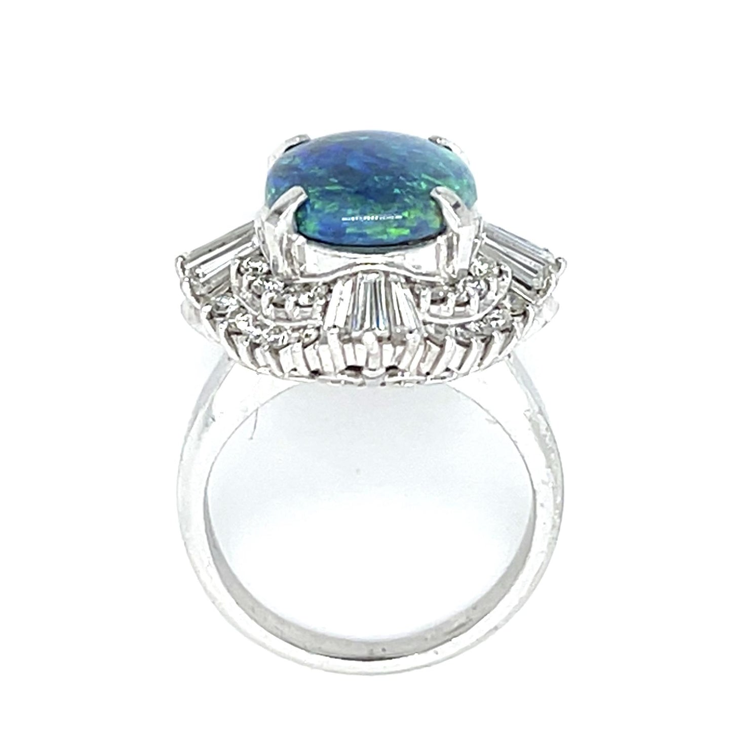 2.58ct Black Australian Opal 1.30ct Diamond Platinum Ring 11.18g 5 Size
