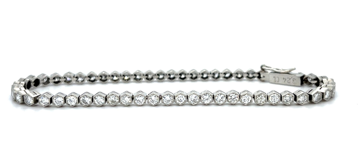 5.18ct Diamond Handmade Platinum Bracelet 14.40g 7"
