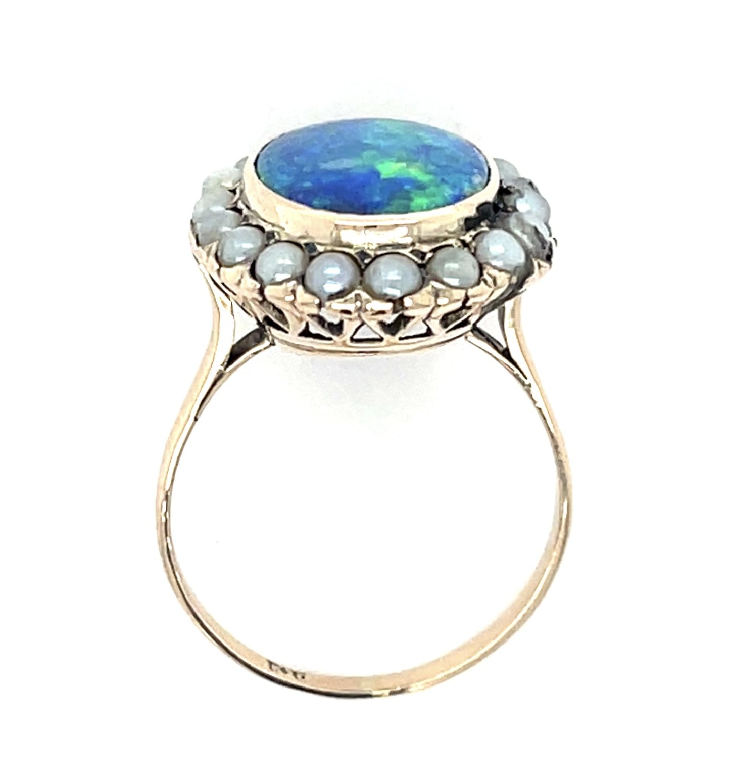 Original 3ct Opal with Matrix (Approx) Pearl Ring (Antique 1920s) 2.90g