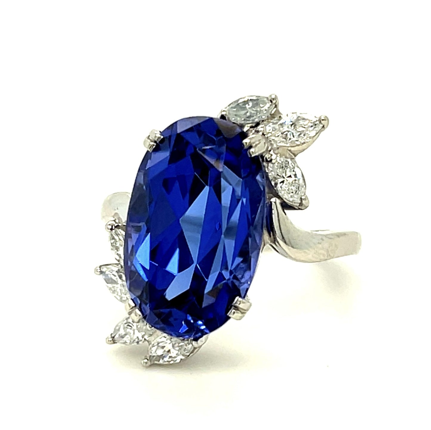 10.70ct Tanzanite 1.10ct Diamond Platinum Estate Ring 11g 7 Size GIA 2239414101