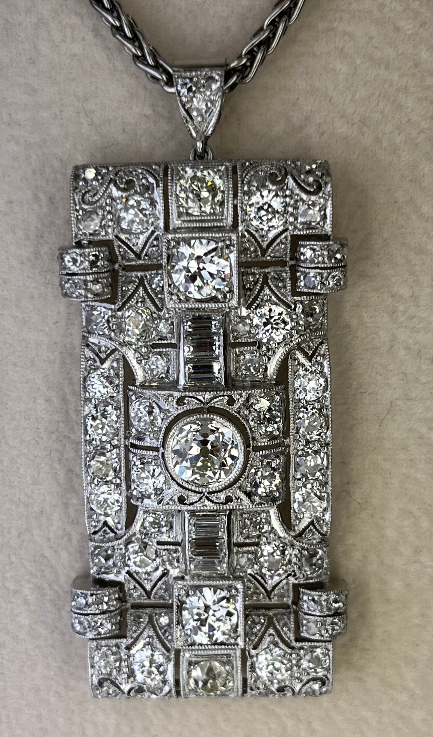 Art Deco Platinum Diamond .85ct Pendant