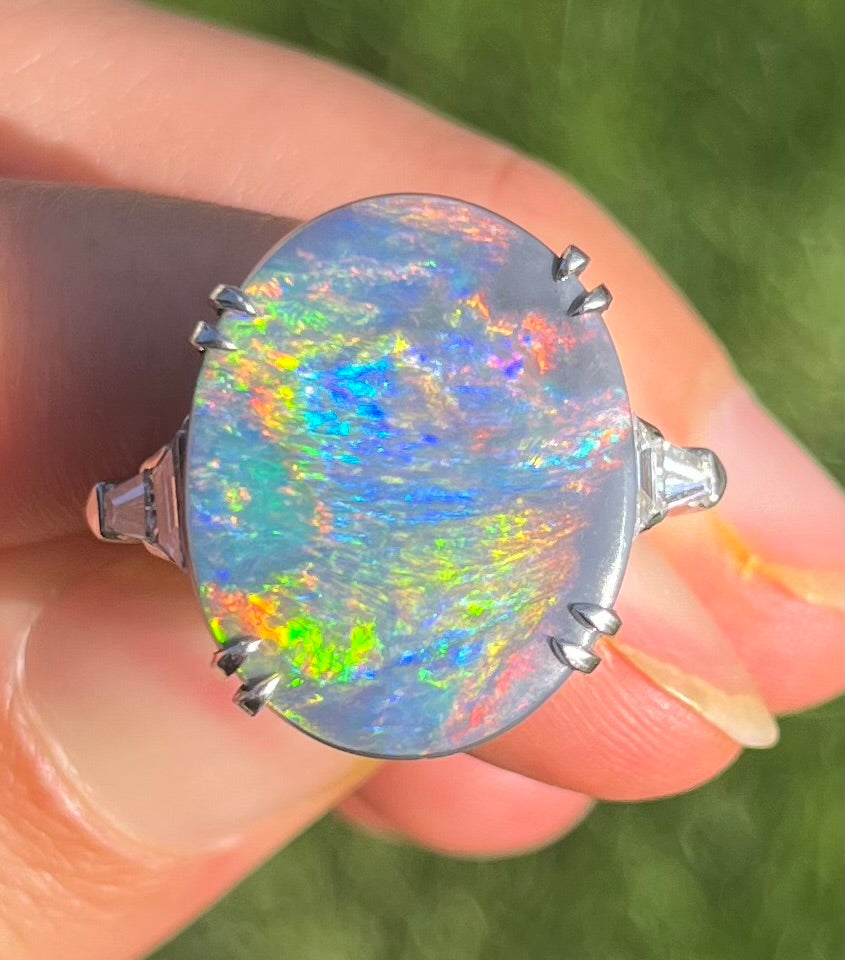Black Lightning Ridge Australian Opal 11.75ct Ring