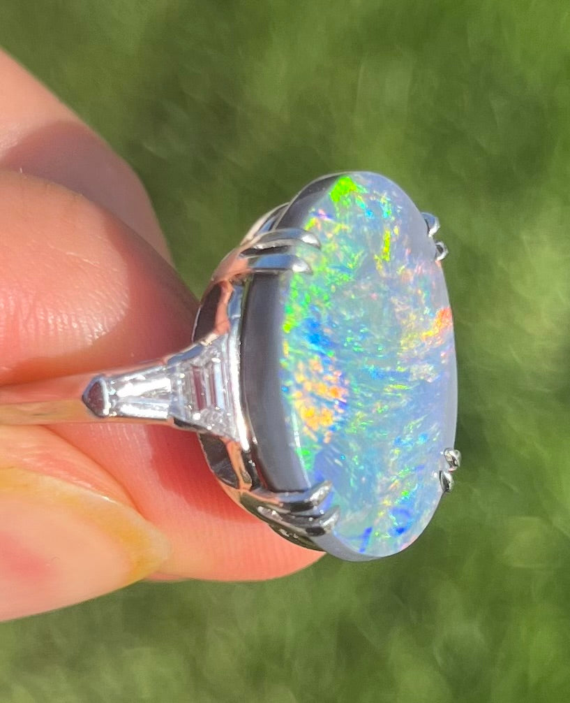 Black Lightning Ridge Australian Opal 11.75ct Ring