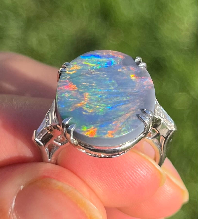 Black Lightning Ridge Australian Opal 11.75ct Ring