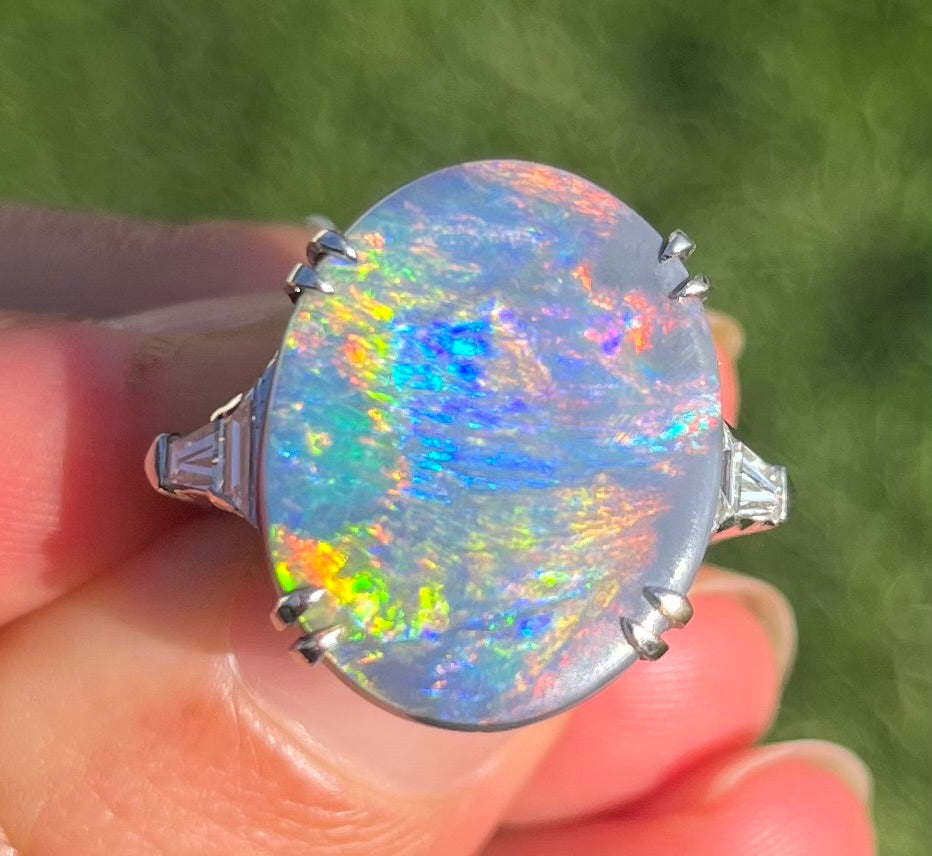 Black Lightning Ridge Australian Opal 11.75ct Ring