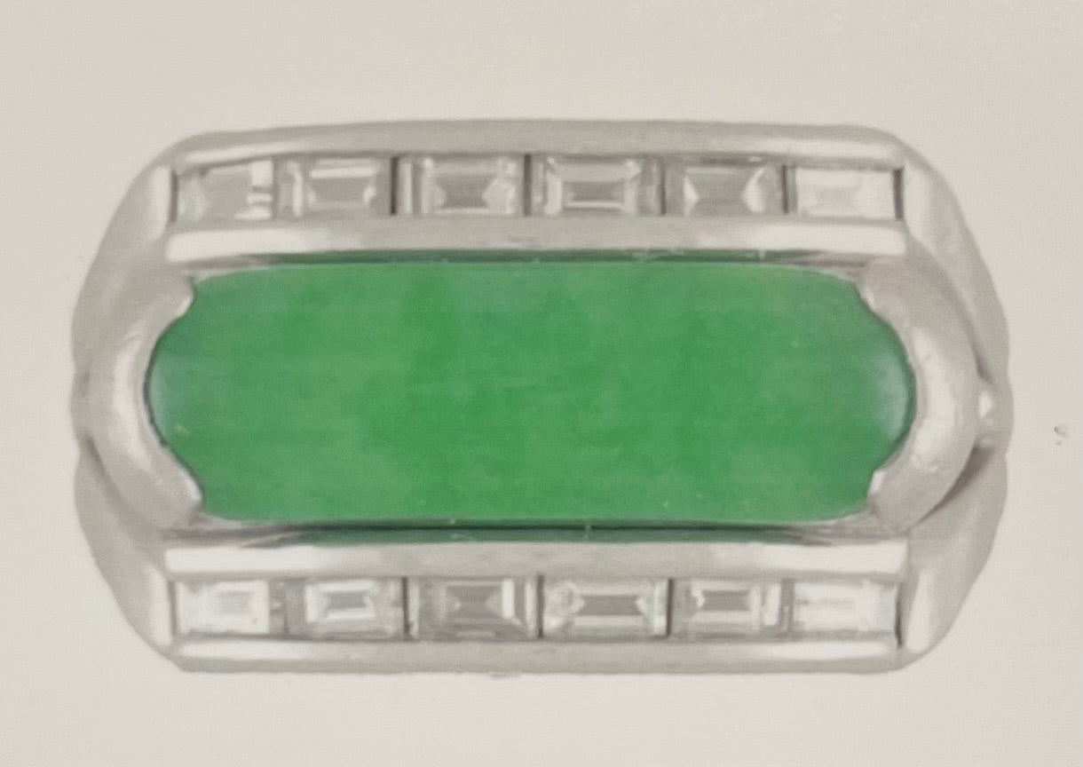 GIA Natural Jade 3.56ct and Diamond Ring