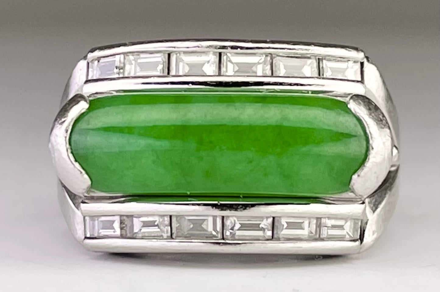 GIA Natural Jade 3.56ct and Diamond Ring