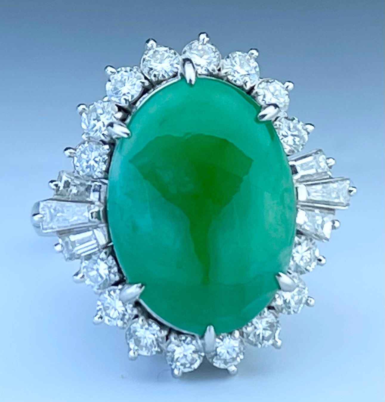 GIA A Jade 6.46ct and Diamond 1.20ct Ring