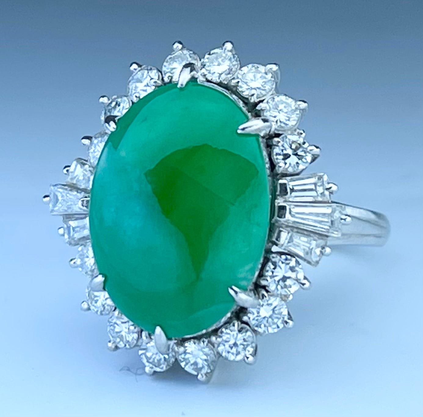 GIA A Jade 6.46ct and Diamond 1.20ct Ring