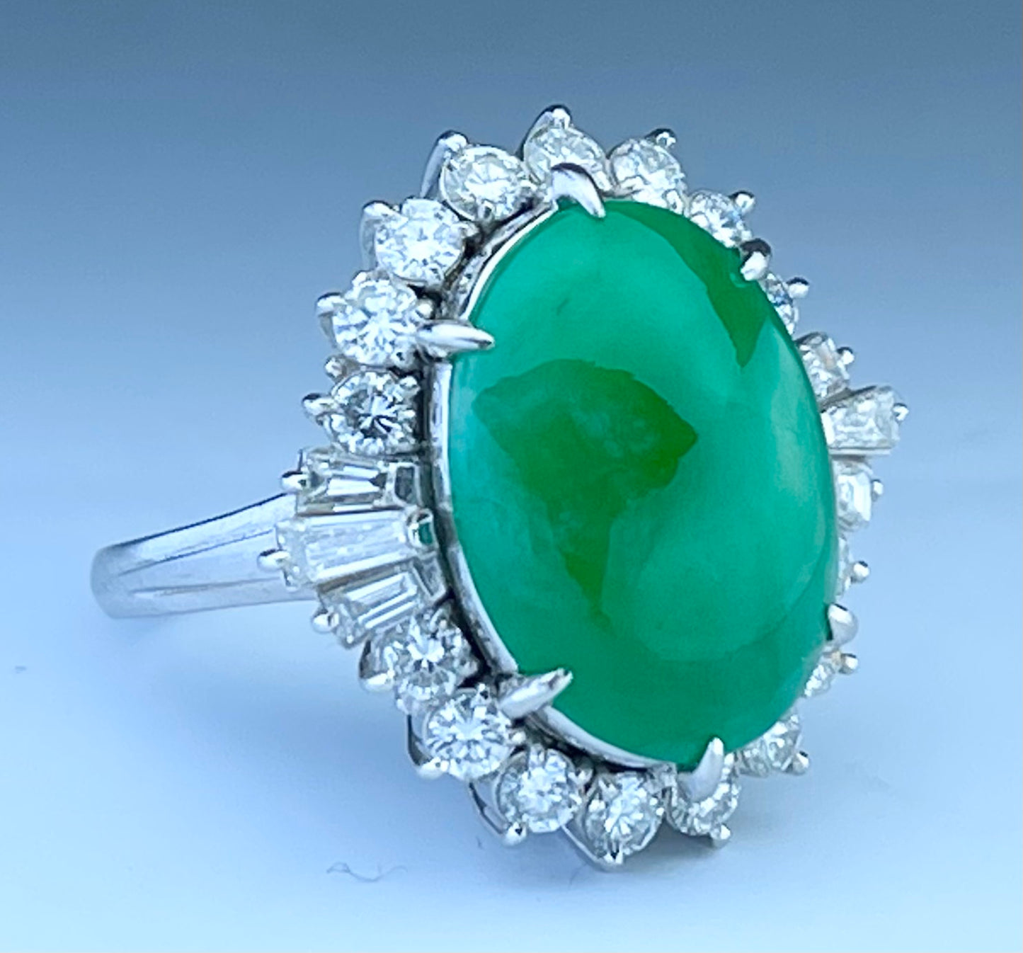 GIA A Jade 6.46ct and Diamond 1.20ct Ring