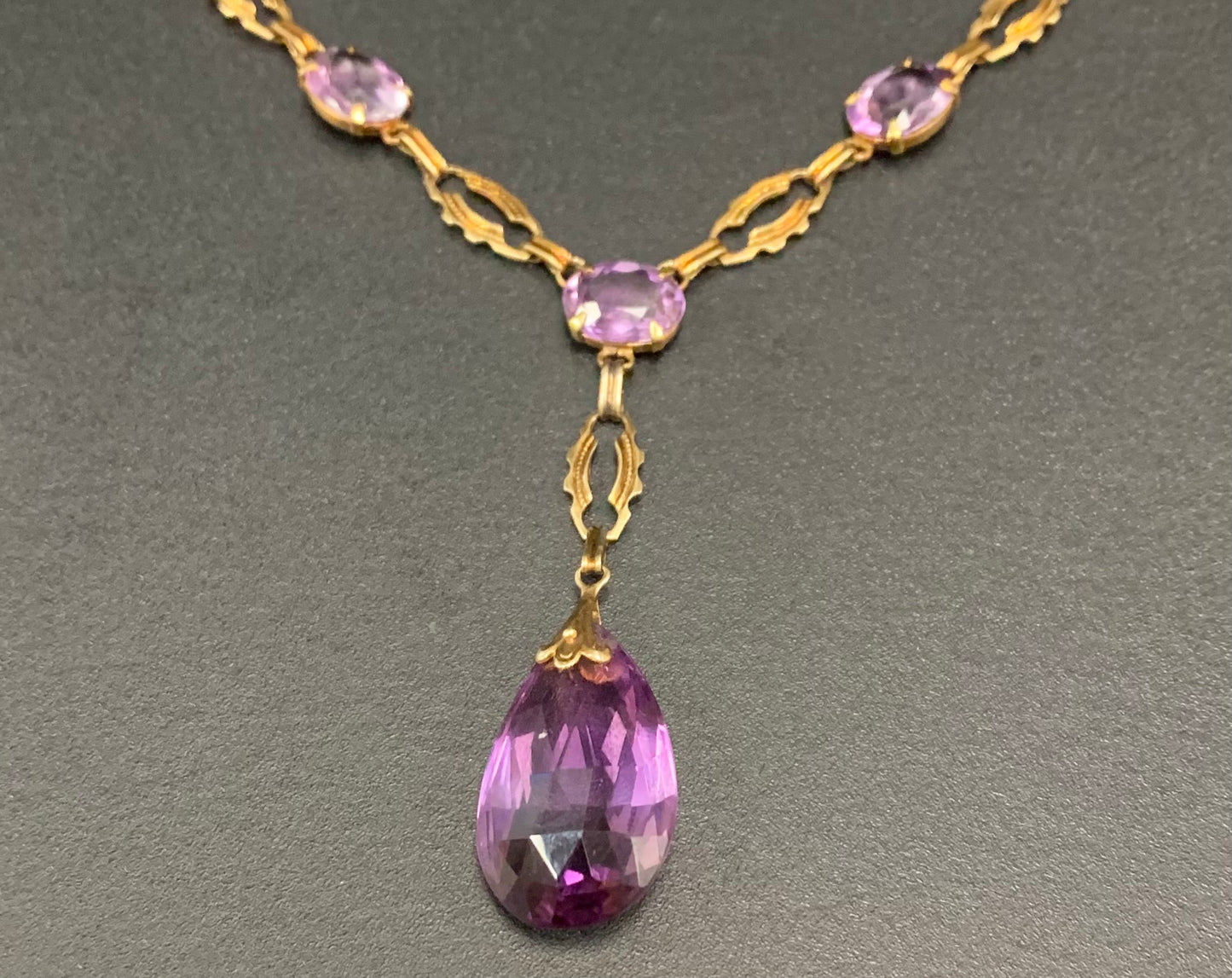 Victorian Era Amethyst Antique Link Necklace