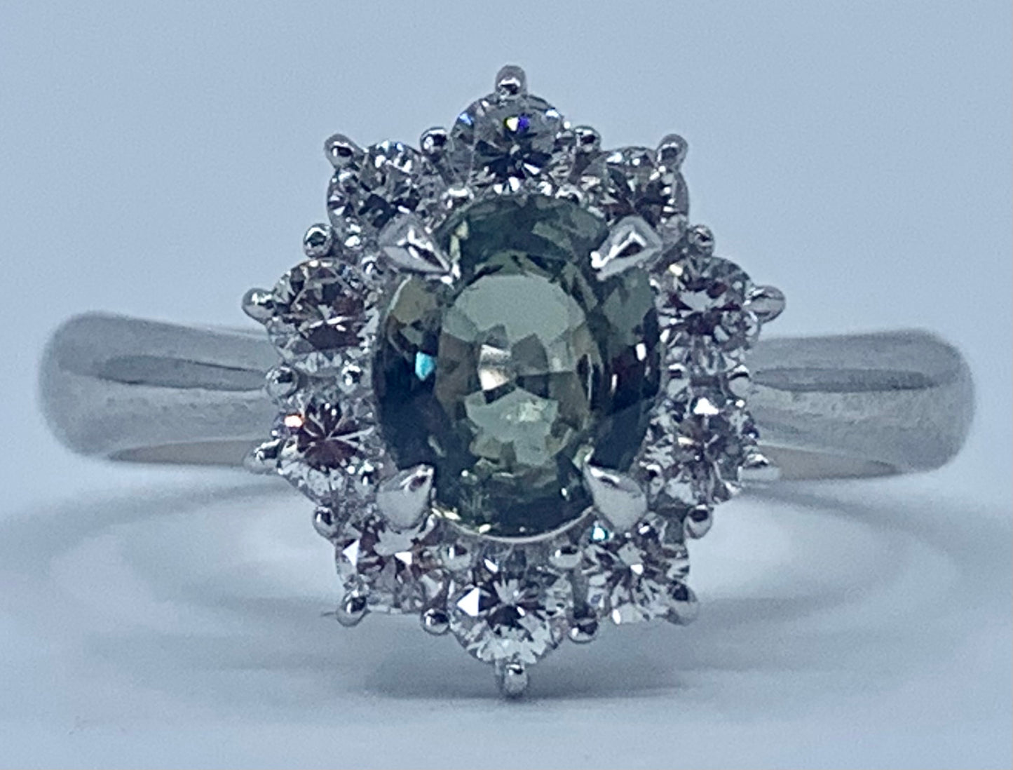 Platinum Alexandrite .80ct and Diamond Ring