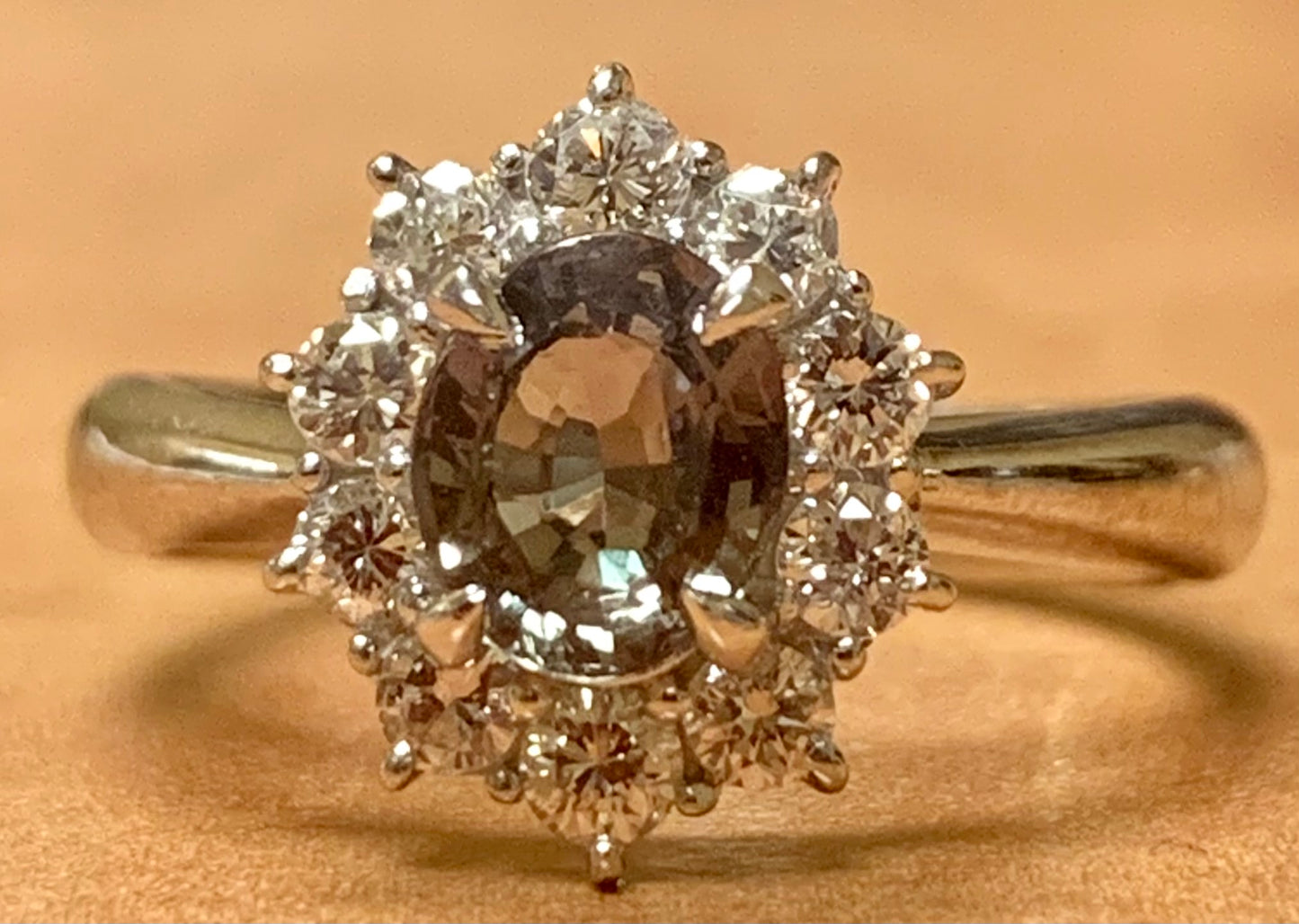 Platinum Alexandrite .80ct and Diamond Ring