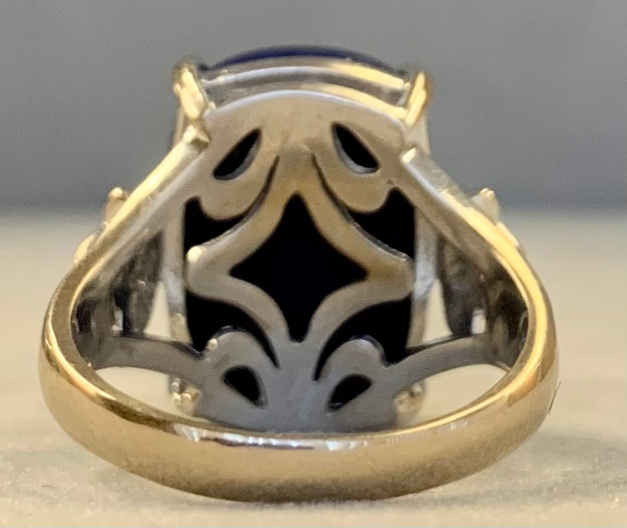 18KW Lapis Lazuli 13.72ct and Diamond Ring