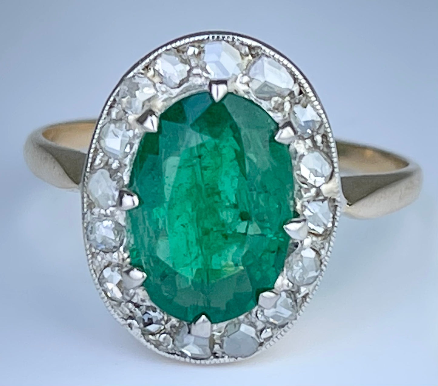 Victorian S18K Emerald 3.17ct Antique Ring