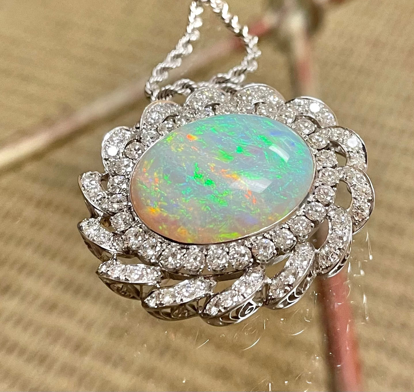 Platinum Australian Opal 33.40ct Pendant/Brooch